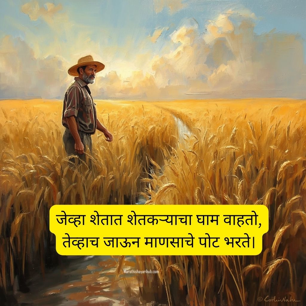 Royal Shetkari Shayari Marathi expressing farmer pride, royal attitude kisan quotes and village lifestyle