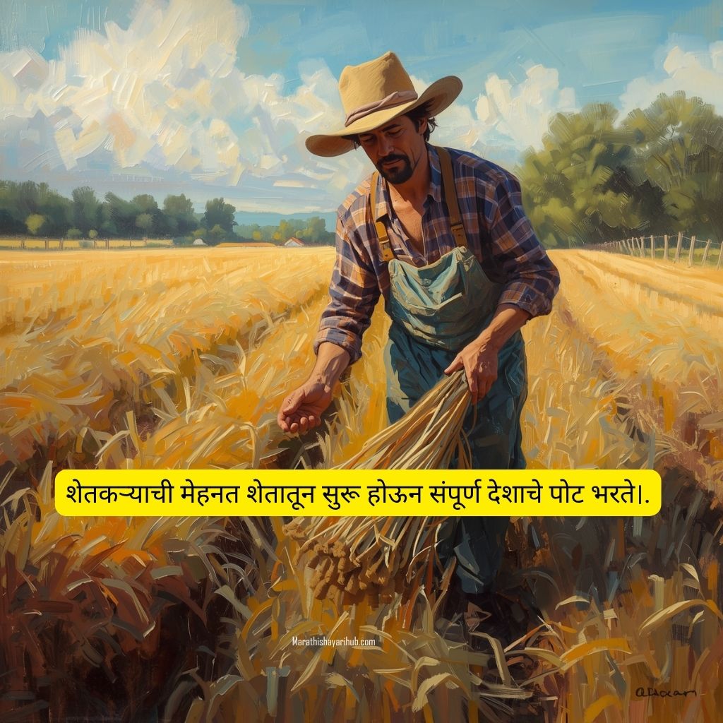 Shetkari Quotes in Marathi about farmer life, agriculture struggle and kisan inspirational thoughts